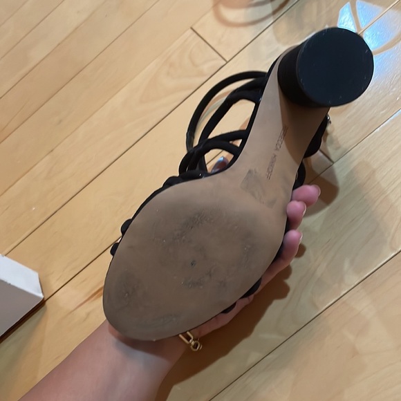 Barley used black suade rebecca minkoff apolline size 8 heels sandals silver - Picture 4 of 7